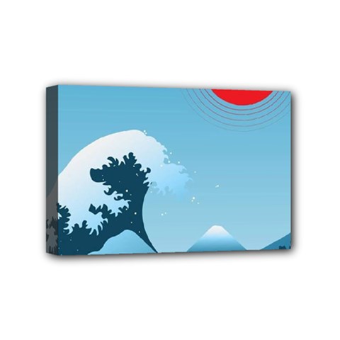 Minimalism Great Wave Off Kanagawa Mini Canvas 6  X 4  (stretched) by Sarkoni