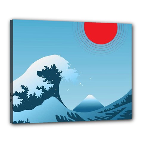 Minimalism Great Wave Off Kanagawa Canvas 20  X 16  (stretched) by Sarkoni