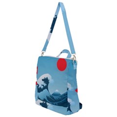 Minimalism Great Wave Off Kanagawa Crossbody Backpack by Sarkoni