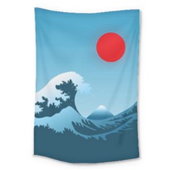 Minimalism Great Wave Off Kanagawa Large Tapestry by Sarkoni