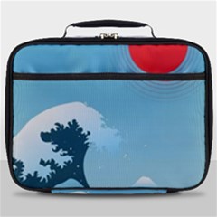 Minimalism Great Wave Off Kanagawa Full Print Lunch Bag by Sarkoni