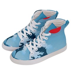 Minimalism Great Wave Off Kanagawa Men s Hi-top Skate Sneakers by Sarkoni