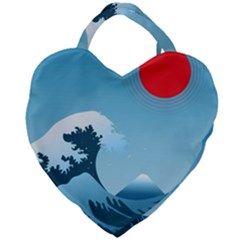 Minimalism Great Wave Off Kanagawa Giant Heart Shaped Tote by Sarkoni