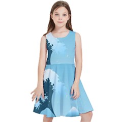 Minimalism Great Wave Off Kanagawa Kids  Skater Dress by Sarkoni