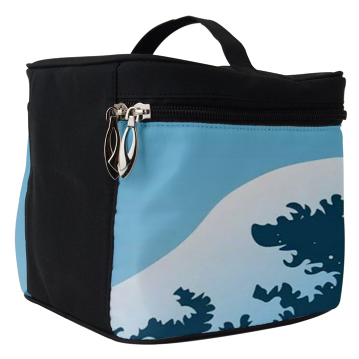 Minimalism Great Wave Off Kanagawa Make Up Travel Bag (Small)