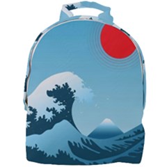 Minimalism Great Wave Off Kanagawa Mini Full Print Backpack by Sarkoni