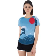 Minimalism Great Wave Off Kanagawa Back Cut Out Sport T-shirt by Sarkoni