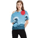 Minimalism Great Wave Off Kanagawa One Shoulder Cut Out T-Shirt View1