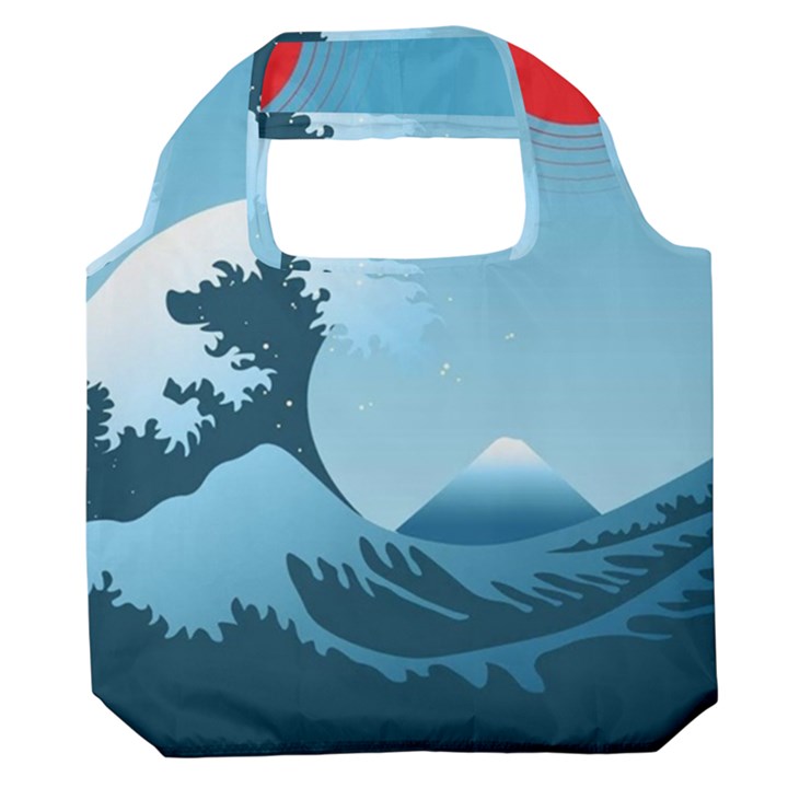 Minimalism Great Wave Off Kanagawa Premium Foldable Grocery Recycle Bag