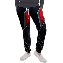 Gamer Tech Black Mesh Red Modern Shape Texture Geometric Pattern Men s Jogger Sweatpants by Sarkoni