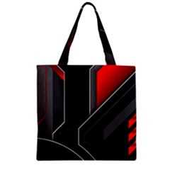 Gamer Tech Black Mesh Red Modern Shape Texture Geometric Pattern Zipper Grocery Tote Bag by Sarkoni