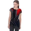 Gamer Tech Black Mesh Red Modern Shape Texture Geometric Pattern Cap Sleeve High Low Top View1