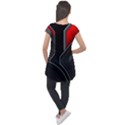 Gamer Tech Black Mesh Red Modern Shape Texture Geometric Pattern Cap Sleeve High Low Top View2