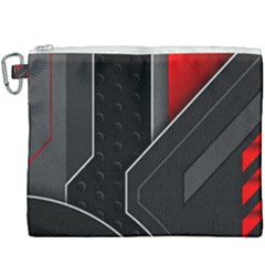 Gamer Tech Black Mesh Red Modern Shape Texture Geometric Pattern Canvas Cosmetic Bag (xxxl) by Sarkoni