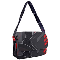 Gamer Tech Black Mesh Red Modern Shape Texture Geometric Pattern Courier Bag by Sarkoni