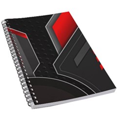 Gamer Tech Black Mesh Red Modern Shape Texture Geometric Pattern 5 5  X 8 5  Notebook by Sarkoni