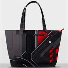 Gamer Tech Black Mesh Red Modern Shape Texture Geometric Pattern Back Pocket Shoulder Bag  by Sarkoni