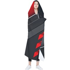 Gamer Tech Black Mesh Red Modern Shape Texture Geometric Pattern Wearable Blanket by Sarkoni