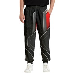 Gamer Tech Black Mesh Red Modern Shape Texture Geometric Pattern Men s Elastic Waist Pants by Sarkoni