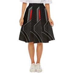 Gamer Tech Black Mesh Red Modern Shape Texture Geometric Pattern Classic Short Skirt by Sarkoni