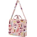 Scandinavian Flat Floral Background Coral Pink White Black Gold Pattern Square Shoulder Tote Bag View1