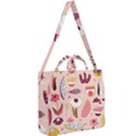 Scandinavian Flat Floral Background Coral Pink White Black Gold Pattern Square Shoulder Tote Bag View2