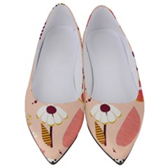 Scandinavian Flat Floral Background Coral Pink White Black Gold Pattern Women s Low Heels by Sarkoni