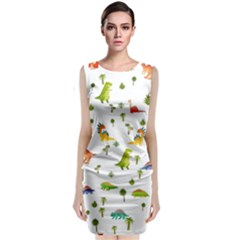 Baby Dino Seamless Pattern Sleeveless Velvet Midi Dress by Sarkoni