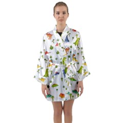 Baby Dino Seamless Pattern Long Sleeve Satin Kimono by Sarkoni