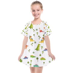 Baby Dino Seamless Pattern Kids  Smock Dress by Sarkoni