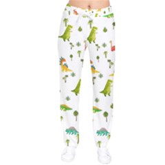 Baby Dino Seamless Pattern Women Velvet Drawstring Pants by Sarkoni