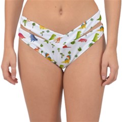 Baby Dino Seamless Pattern Double Strap Halter Bikini Bottoms by Sarkoni