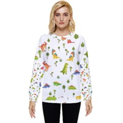 Baby Dino Seamless Pattern Hidden Pocket Sweatshirt by Sarkoni