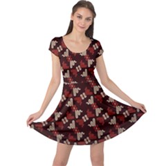 Oriental Dragon Motif Pattern Cap Sleeve Dress by Sarkoni