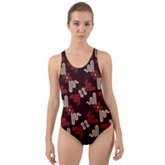 Oriental Dragon Motif Pattern Cut-out Back One Piece Swimsuit by Sarkoni