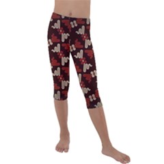 Oriental Dragon Motif Pattern Kids  Lightweight Velour Capri Leggings  by Sarkoni