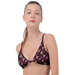 Oriental Dragon Motif Pattern Knot Up Bikini Top by Sarkoni