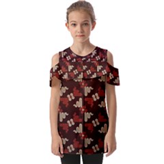 Oriental Dragon Motif Pattern Fold Over Open Sleeve Top by Sarkoni