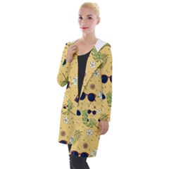 Seamless Pattern Of Sunglasses Tropical Leaves And Flowers Hooded Pocket Cardigan by Sarkoni