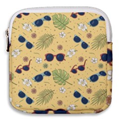 Seamless Pattern Of Sunglasses Tropical Leaves And Flowers Mini Square Pouch by Sarkoni