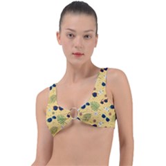 Seamless Pattern Of Sunglasses Tropical Leaves And Flowers Ring Detail Bikini Top by Sarkoni