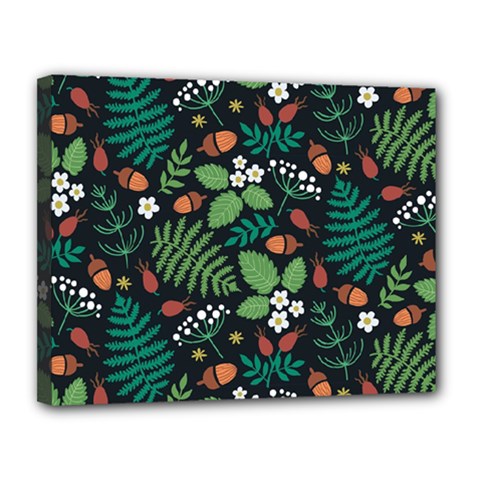 Pattern Forest Leaf Flower Motif Canvas 14  X 11  (stretched) by Sarkoni