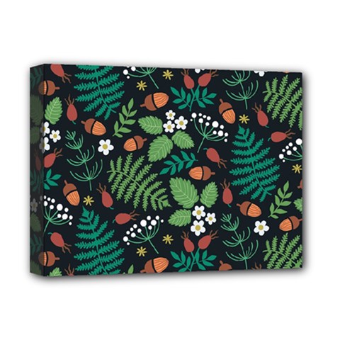 Pattern Forest Leaf Flower Motif Deluxe Canvas 16  X 12  (stretched)  by Sarkoni