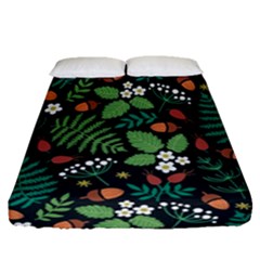 Pattern Forest Leaf Flower Motif Fitted Sheet (queen Size) by Sarkoni