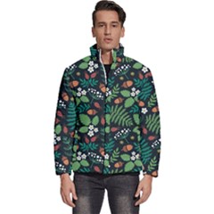 Pattern Forest Leaf Flower Motif Men s Puffer Bubble Jacket Coat by Sarkoni