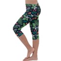 Pattern Forest Leaf Flower Motif Kids  Lightweight Velour Capri Leggings  View2