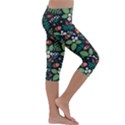 Pattern Forest Leaf Flower Motif Kids  Lightweight Velour Capri Leggings  View3