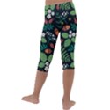 Pattern Forest Leaf Flower Motif Kids  Lightweight Velour Capri Leggings  View4