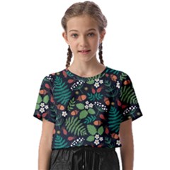 Pattern Forest Leaf Flower Motif Kids  Basic T-shirt by Sarkoni