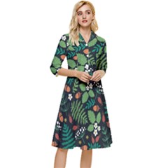 Pattern Forest Leaf Flower Motif Classy Knee Length Dress by Sarkoni